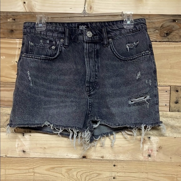 BDG size 30  Summer Cutoff High-rise Distress Fade Black Denim 2.5” Inseam Short - Picture 1 of 16